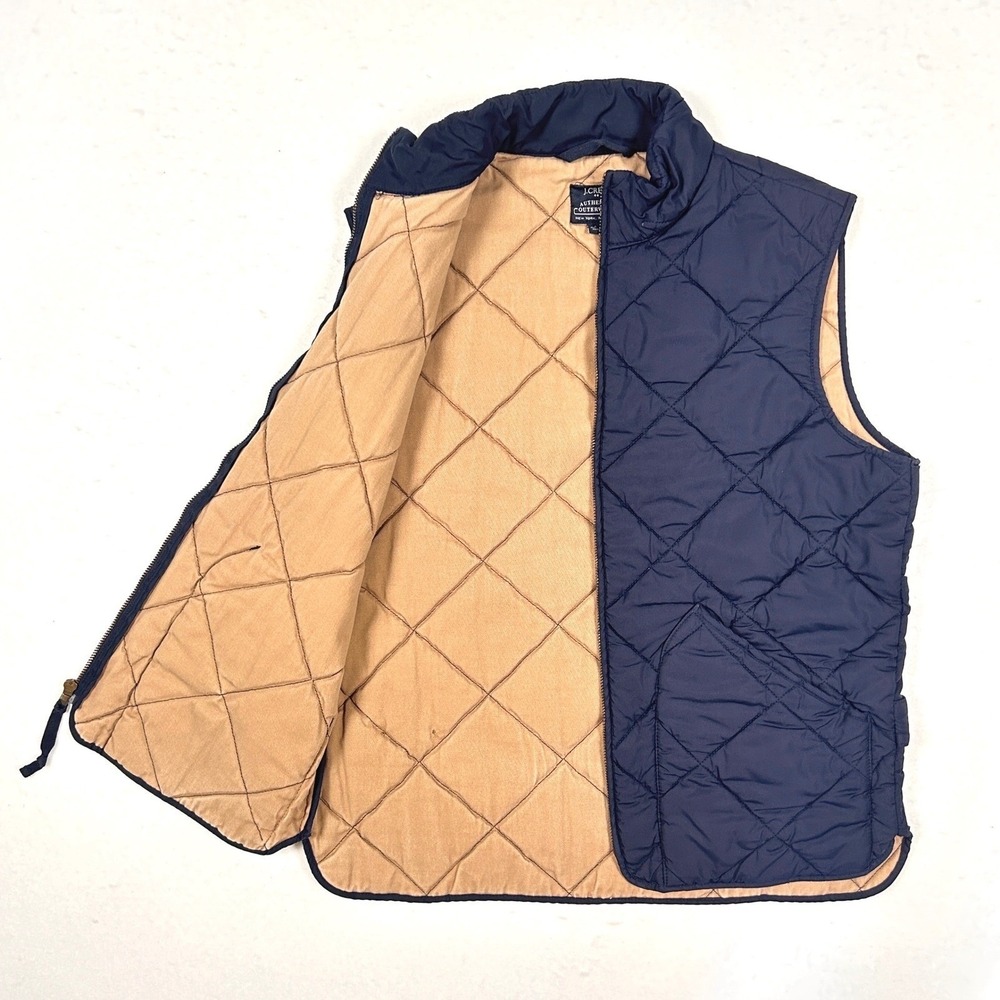 J.Crew Quilted Vest Mens S Full Zip Preppy Gorpcore Hiking Navy Blue Small EUC - Picture 4 of 10